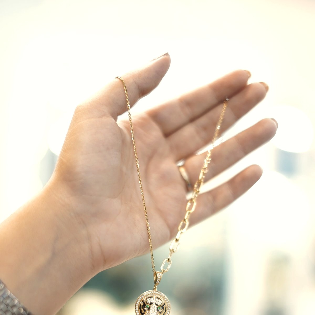 Léa coin ketting in de hand